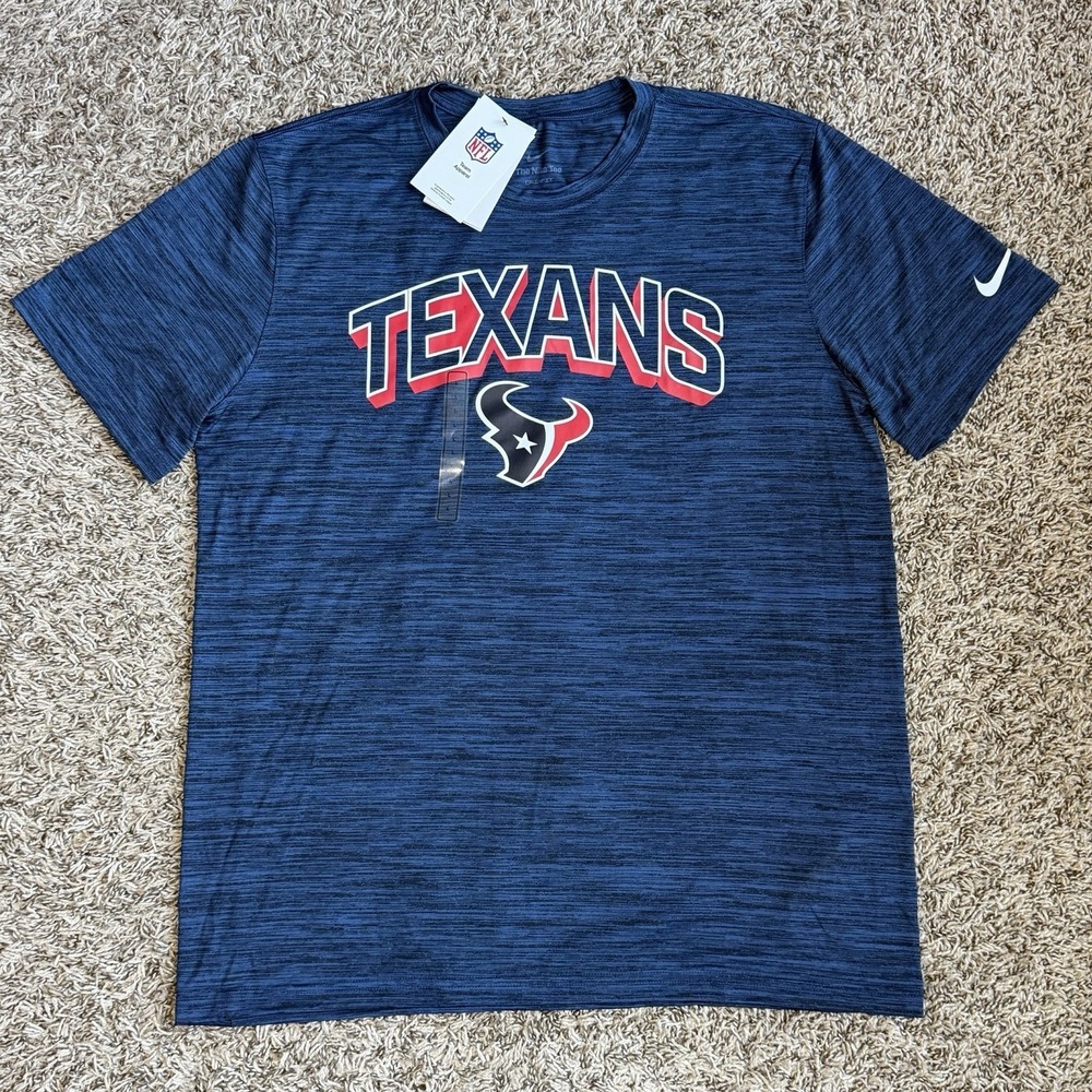 Nike Houston Texans Short Sleeve Dri-Fit Shirt Men's Large On-Field Blue NFL NEW